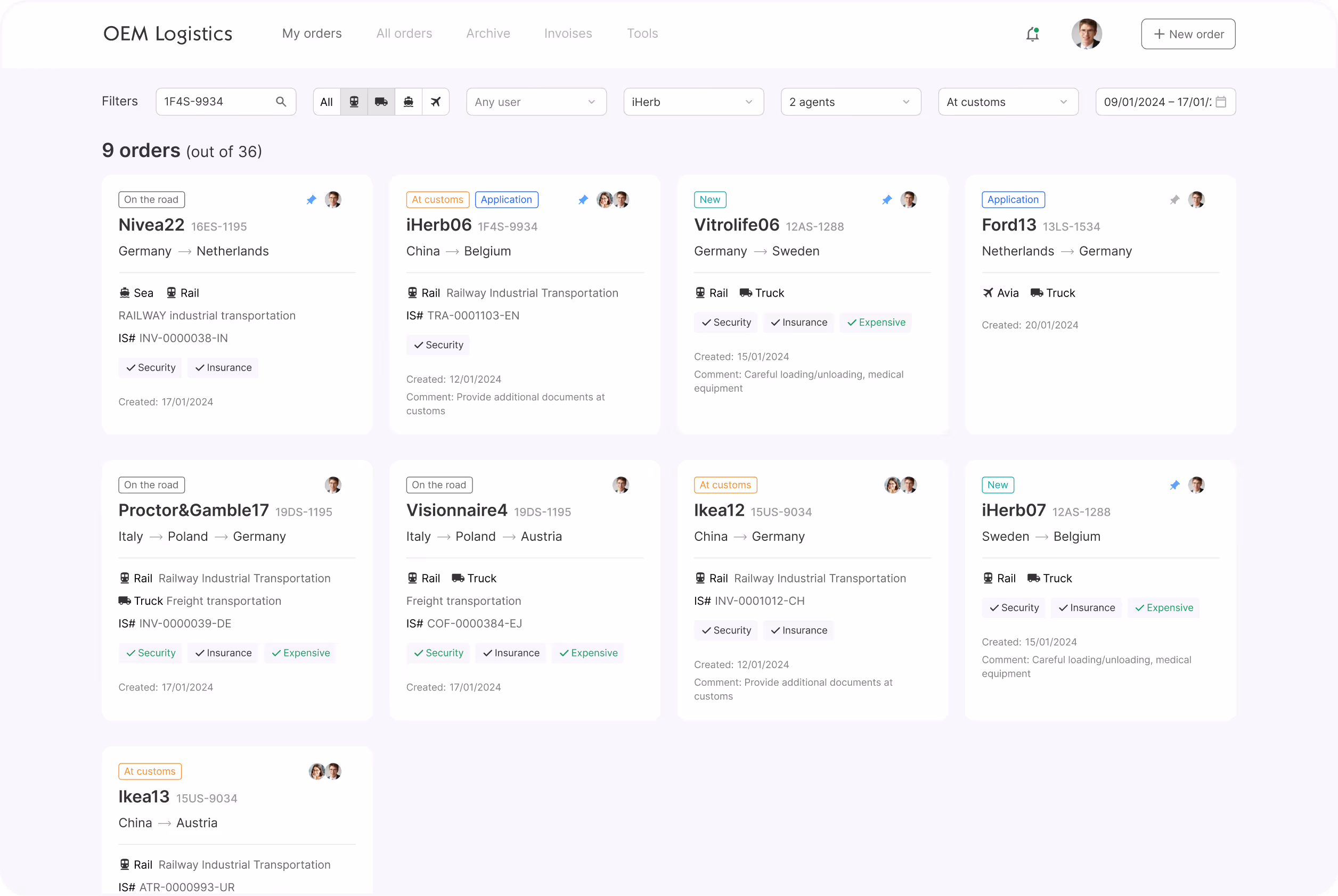 Logistics SaaS Platform - Список заказов